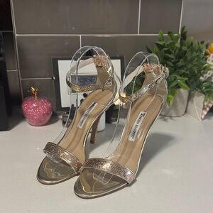 Manolo blahnik gold sequin heels - size 39 (as is strap)